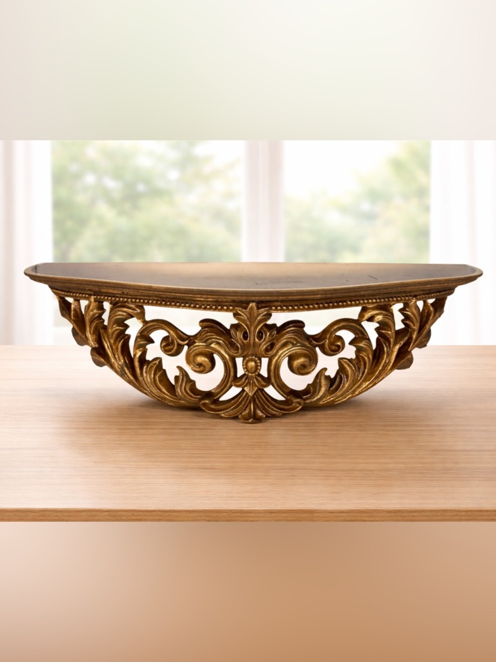 Vintage 60-70's Syroco Gold Gilded Collectible Hanging Wall Decor Shelf 22" x 9"